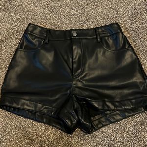 High waisted faux leather shorts